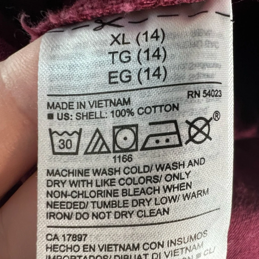 Old Navy Girls Military Field Jacket in Maroon SZ XL (14) Color is Wine stain